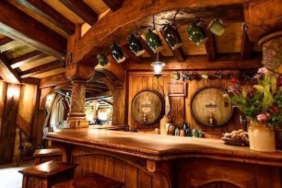 the bar at Hobbiton & Waitomo set